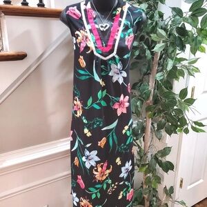 Laundry By Shelli Segal Pink and Blue V-Neck Sundress Maxi